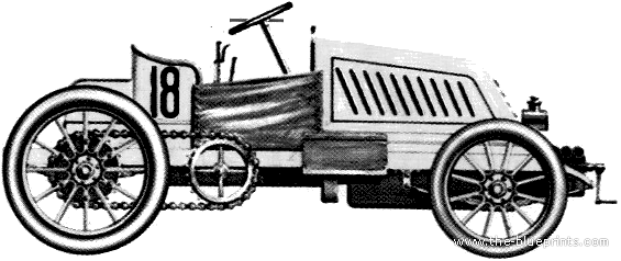 Mors GP (1901) - Разные автомобили - чертежи, габариты, рисунки автомобиля