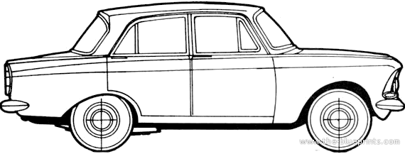 Moskvich 408 (1965) - Москвич - чертежи, габариты, рисунки автомобиля