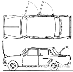 Moskvich 412 - Разные автомобили - чертежи, габариты, рисунки автомобиля