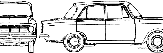 Moskvitch 408 (1964) - Разные автомобили - чертежи, габариты, рисунки автомобиля