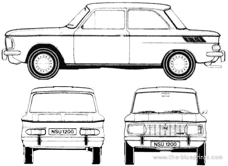 NSU 1200 - НСУ - чертежи, габариты, рисунки автомобиля