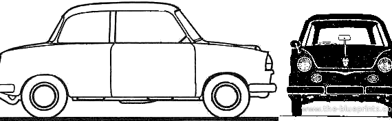 NSU Prinz 3 (1958) - НСУ - чертежи, габариты, рисунки автомобиля