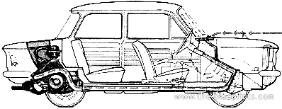 NSU Prinz 4 - НСУ - чертежи, габариты, рисунки автомобиля