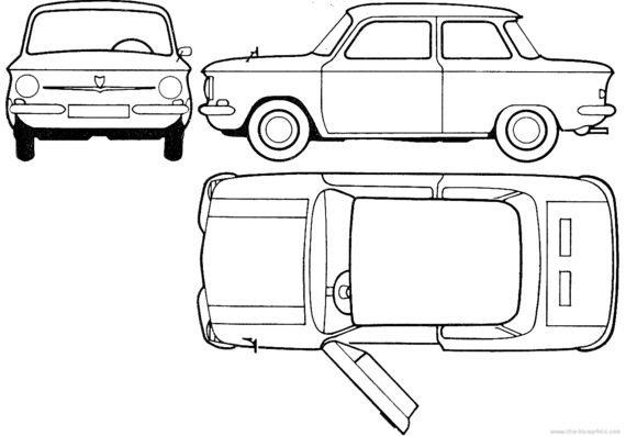 NSU Prinz 4 (1965) - НСУ - чертежи, габариты, рисунки автомобиля