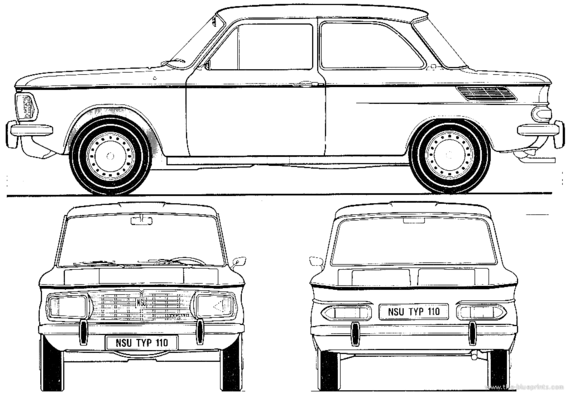 NSU Typ 110 (1966) - НСУ - чертежи, габариты, рисунки автомобиля