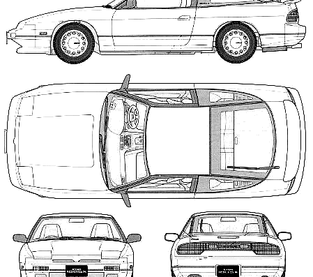 Nissan 180SX (1990) - Ниссан - чертежи, габариты, рисунки автомобиля