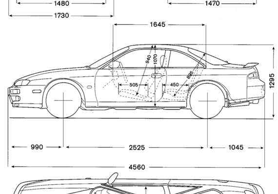 Nissan 240SX S14 - Ниссан - чертежи, габариты, рисунки автомобиля