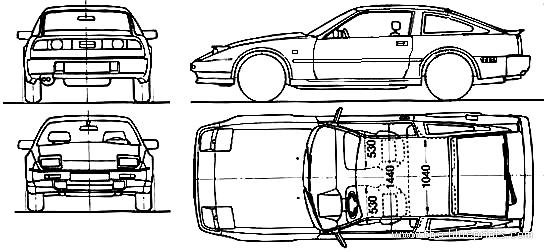 Nissan 300ZX 2+2 - Ниссан - чертежи, габариты, рисунки автомобиля