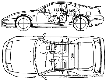 Nissan 300Z Fairlay Z 2+2 (1998) - Ниссан - чертежи, габариты, рисунки автомобиля