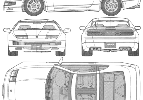 Nissan 300 ZX - Ниссан - чертежи, габариты, рисунки автомобиля