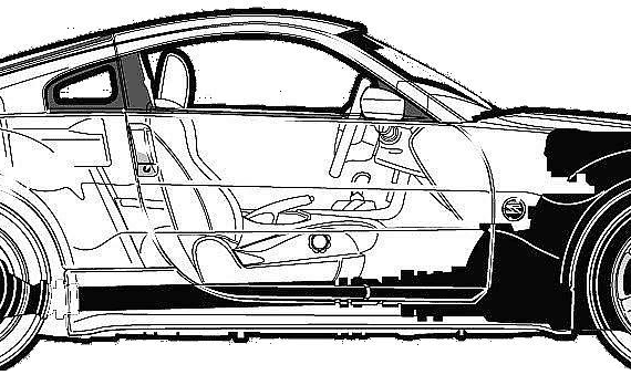 Nissan 350Z (2003) - Ниссан - чертежи, габариты, рисунки автомобиля