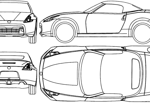 Nissan 370Z Roadster (2009) - Ниссан - чертежи, габариты, рисунки автомобиля