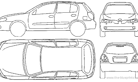 Nissan Almera 5-Door (2005) - Ниссан - чертежи, габариты, рисунки автомобиля