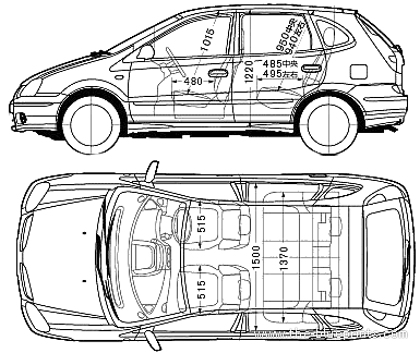 Nissan Almera Tino (2004) - Ниссан - чертежи, габариты, рисунки автомобиля