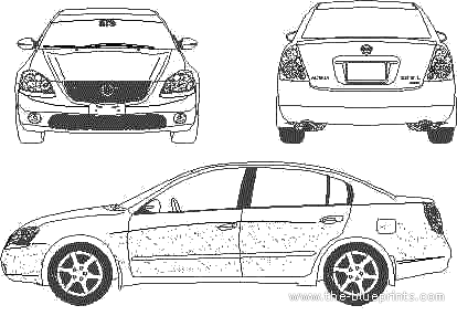 Nissan Altima (2003) - Ниссан - чертежи, габариты, рисунки автомобиля