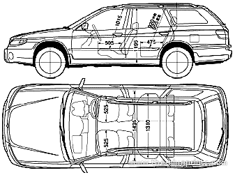 Nissan Avenir 4WD (2001) - Ниссан - чертежи, габариты, рисунки автомобиля