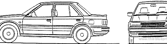Nissan Bluebird LX 4-Door (1988) - Ниссан - чертежи, габариты, рисунки автомобиля