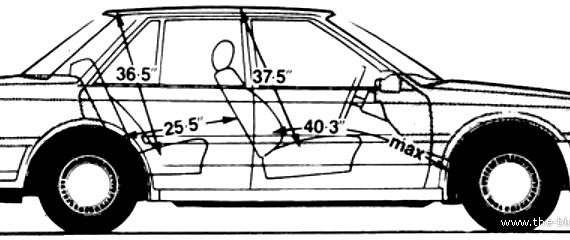 Nissan Bluebird ZX Turbo (1987) - Ниссан - чертежи, габариты, рисунки автомобиля