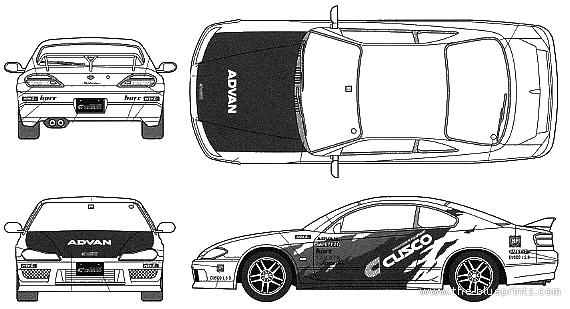 Nissan CUSCO S15 Silvia - Ниссан - чертежи, габариты, рисунки автомобиля