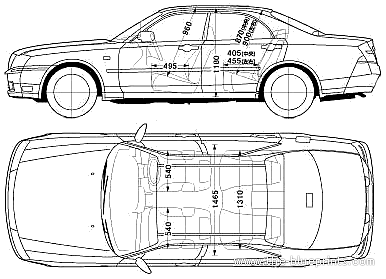 Nissan Cedric (2004) - Ниссан - чертежи, габариты, рисунки автомобиля