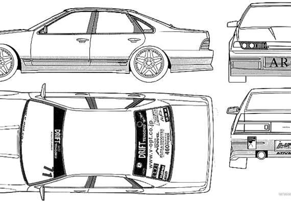 Nissan Cefiro A31 (1993) - Ниссан - чертежи, габариты, рисунки автомобиля