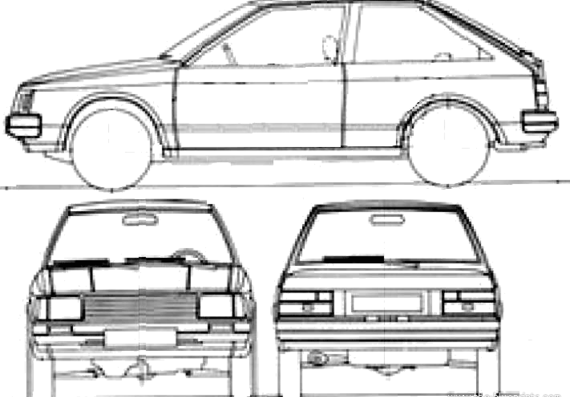 Nissan Cherry Europe N12 Turbo 3-Door (1984) - Ниссан - чертежи, габариты, рисунки автомобиля