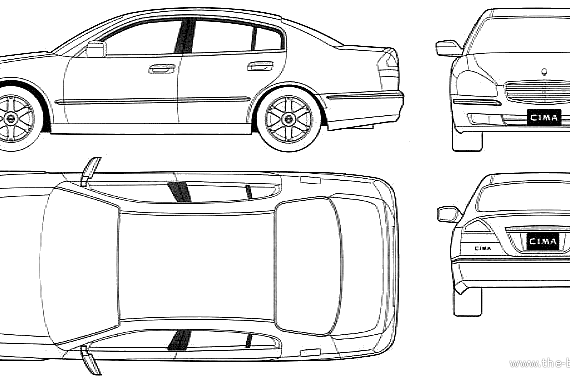 Nissan Cima 450XV (2001) - Ниссан - чертежи, габариты, рисунки автомобиля