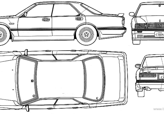 Nissan Cima VG30GET - Ниссан - чертежи, габариты, рисунки автомобиля