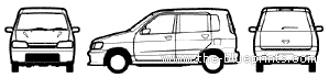 Nissan Cube (1998) - Ниссан - чертежи, габариты, рисунки автомобиля