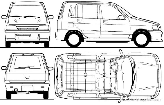 Nissan Cube (1999) - Ниссан - чертежи, габариты, рисунки автомобиля