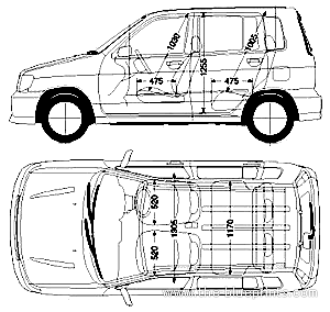 Nissan Cube (2001) - Ниссан - чертежи, габариты, рисунки автомобиля