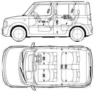 Nissan Cube Z11 (2004) - Ниссан - чертежи, габариты, рисунки автомобиля