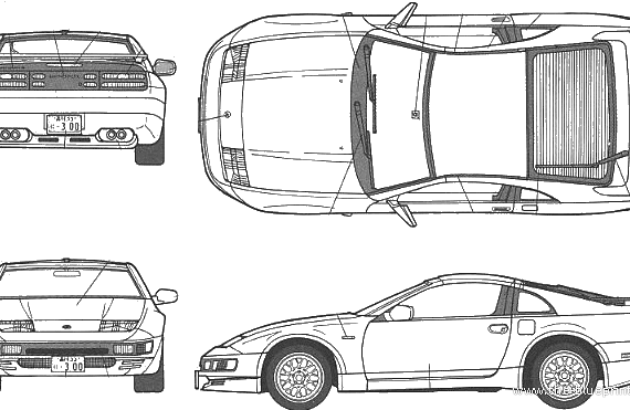 Nissan Fairlady Z32 300ZX - Ниссан - чертежи, габариты, рисунки автомобиля.