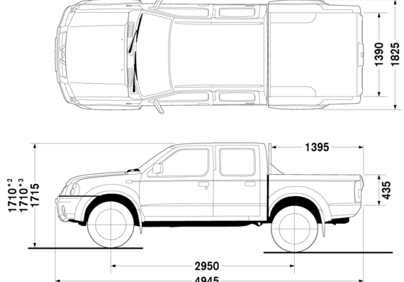 Nissan Frontier Double Cab (2007) - Ниссан - чертежи, габариты, рисунки автомобиля
