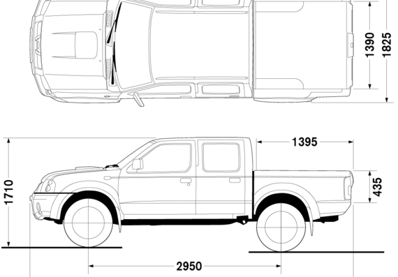 Nissan Frontier Double Cab 4x4 Look (2007) - Ниссан - чертежи, габариты, рисунки автомобиля