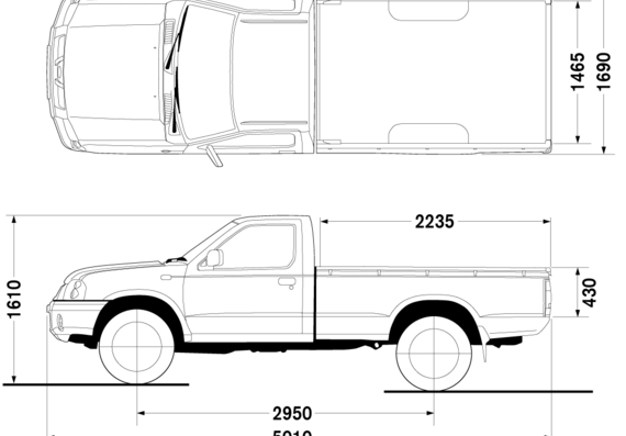 Nissan Frontier Long Bed 4x2 (2007) - Ниссан - чертежи, габариты, рисунки автомобиля