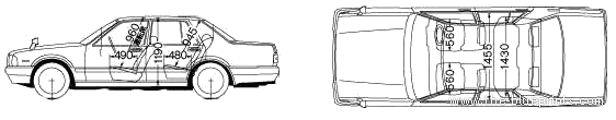 Nissan Gloria (1993) - Ниссан - чертежи, габариты, рисунки автомобиля