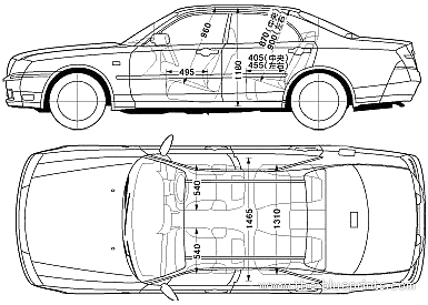 Nissan Gloria (2004) - Ниссан - чертежи, габариты, рисунки автомобиля