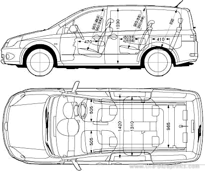 Nissan Lafesta (2005) - Ниссан - чертежи, габариты, рисунки автомобиля