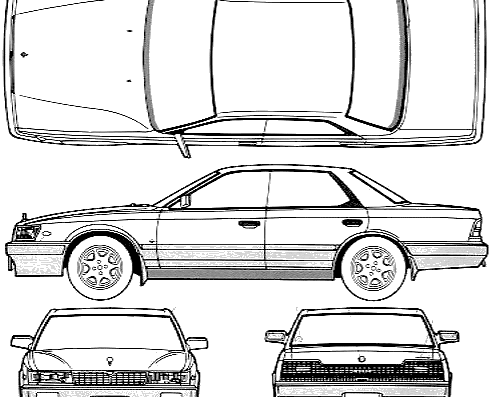 Nissan Laurel C33 4-Door Hardtop (1991) - Ниссан - чертежи, габариты, рисунки автомобиля