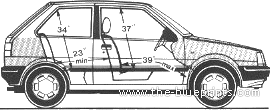 Nissan Micra 3-Door 1.0LS (1987) - Ниссан - чертежи, габариты, рисунки автомобиля