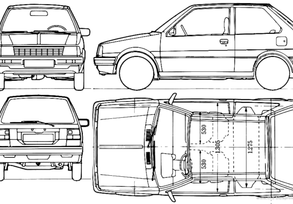 Nissan Micra 3-Door (1983) - Ниссан - чертежи, габариты, рисунки автомобиля
