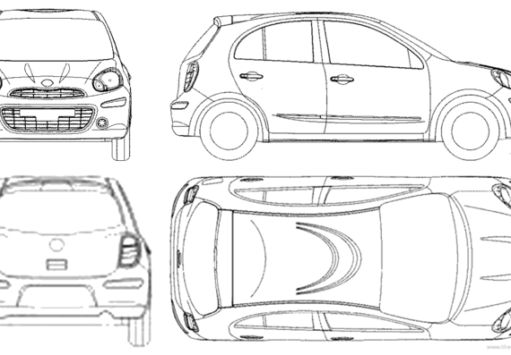 Nissan Micra 5-Door (2011) - Ниссан - чертежи, габариты, рисунки автомобиля