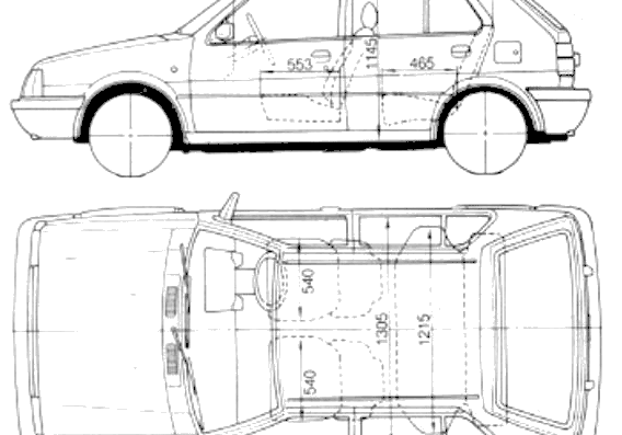 Nissan Micra K10 - Ниссан - чертежи, габариты, рисунки автомобиля