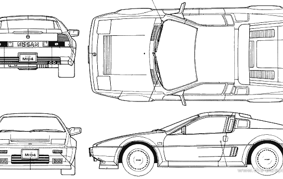 Nissan Mid 4 - Ниссан - чертежи, габариты, рисунки автомобиля