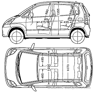 Nissan Moco (2003) - Ниссан - чертежи, габариты, рисунки автомобиля