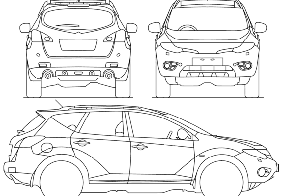 Nissan Murano (2008) - Ниссан - чертежи, габариты, рисунки автомобиля