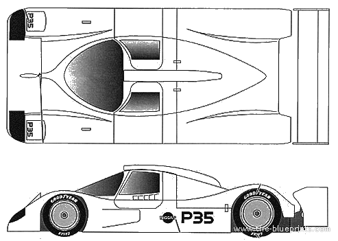 Nissan NP35 IMSA (1992) - Ниссан - чертежи, габариты, рисунки автомобиля