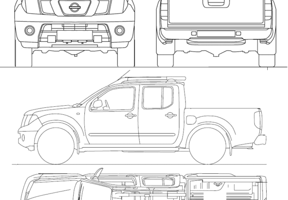 Nissan Navara Twin Cab (2008) - Ниссан - чертежи, габариты, рисунки автомобиля