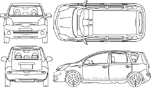 Nissan Note (2007) - Ниссан - чертежи, габариты, рисунки автомобиля